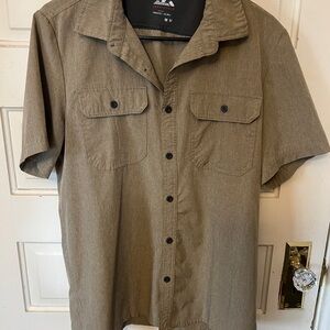 Men's Casual Tan Button-Down Shirt